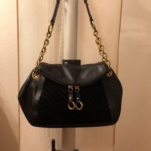 Banana Republic black leather and suede bag